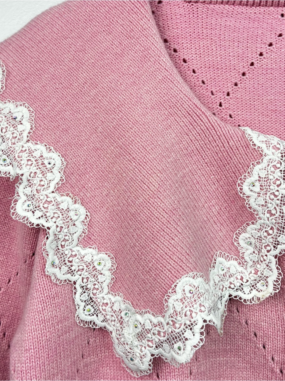 Ledin Sweet Strawberry Sweater Coat - 3D Strawberries Lace Collar - Fabulous!! - Picture 4 of 7